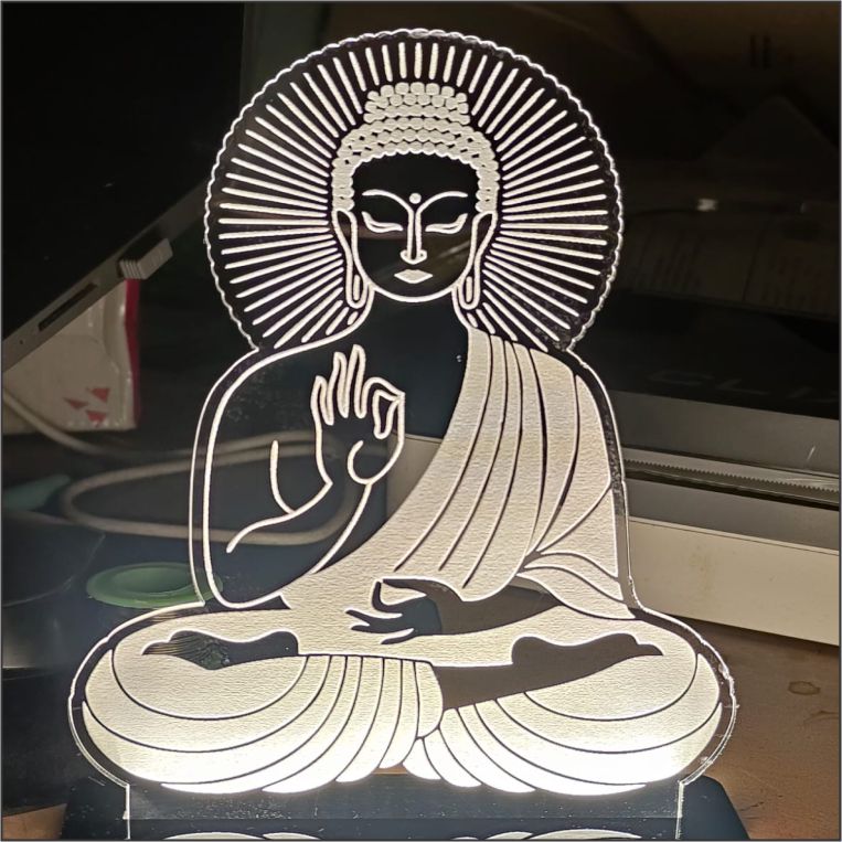 Buddha LED Night Lamp | 3D Acrylic Gautam Buddha Decorative Light | Spiritual Home Decor Lamp