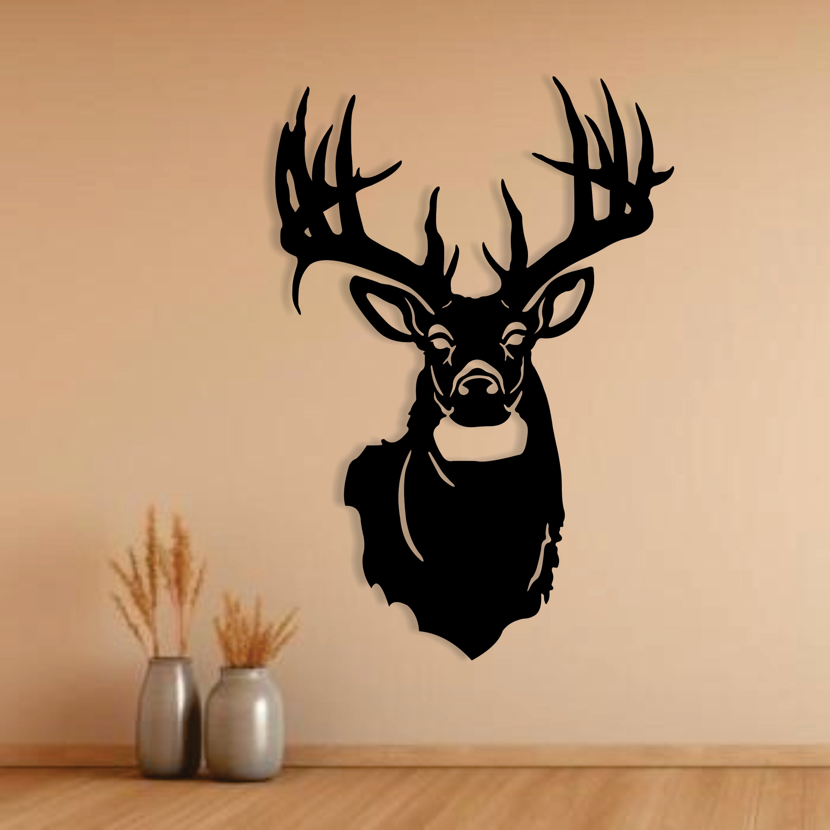 Premium Black MDF Deer Wall Décor | 24×15 Inch | 4mm Thick Wooden Wall Art for Living Room & Bedroom