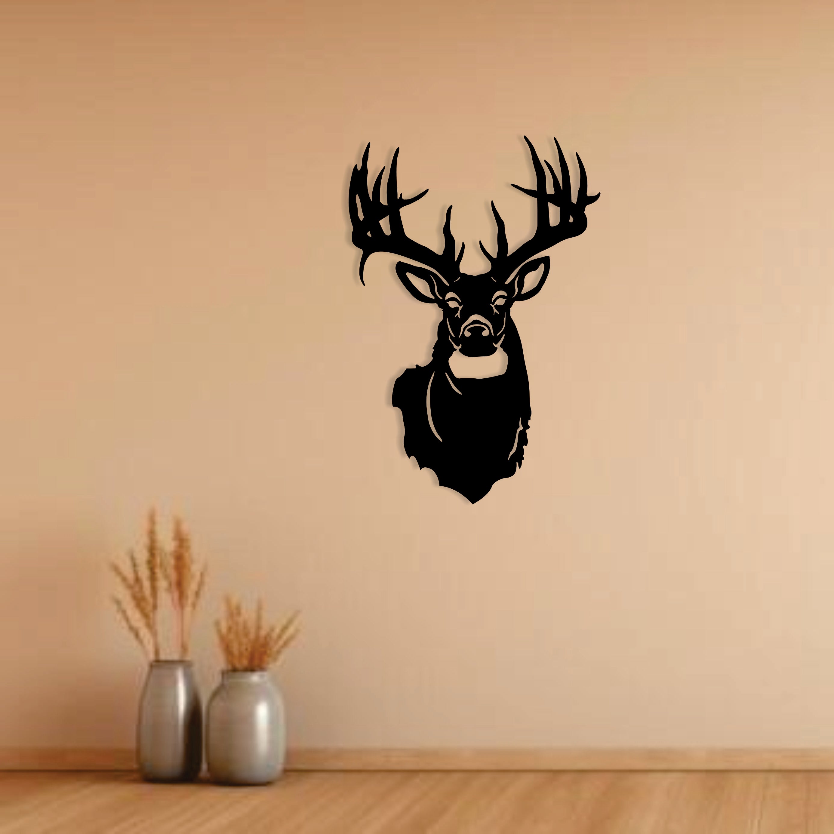Premium Black MDF Deer Wall Décor | 24×15 Inch | 4mm Thick Wooden Wall Art for Living Room & Bedroom