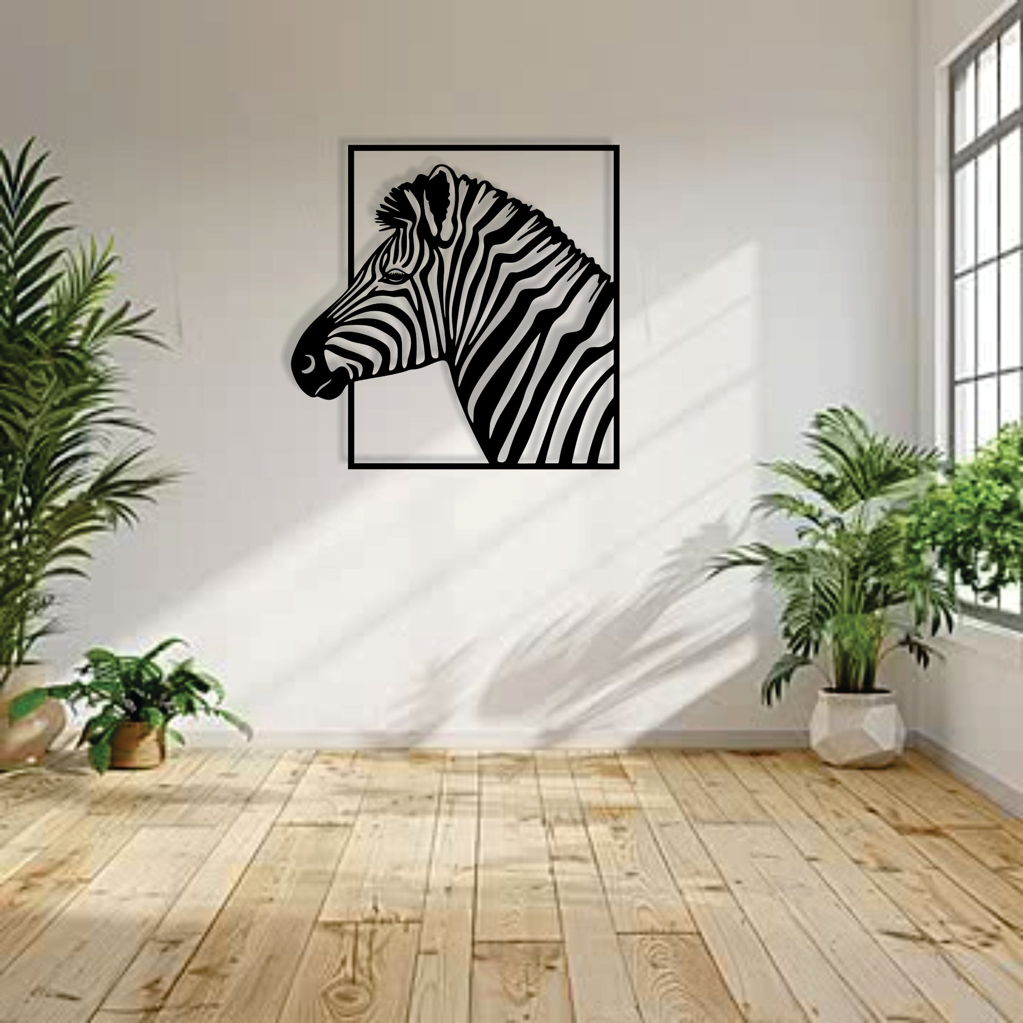 Modern Black MDF Zebra Wall Décor | 12×12 Inch | 4mm Thick Wooden Wall Art for Living Room & Bedroom