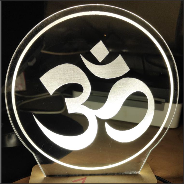 Om LED Night Lamp | Round 3D Acrylic OM Symbol Decorative Light | Hindu Spiritual Home Decor Lamp