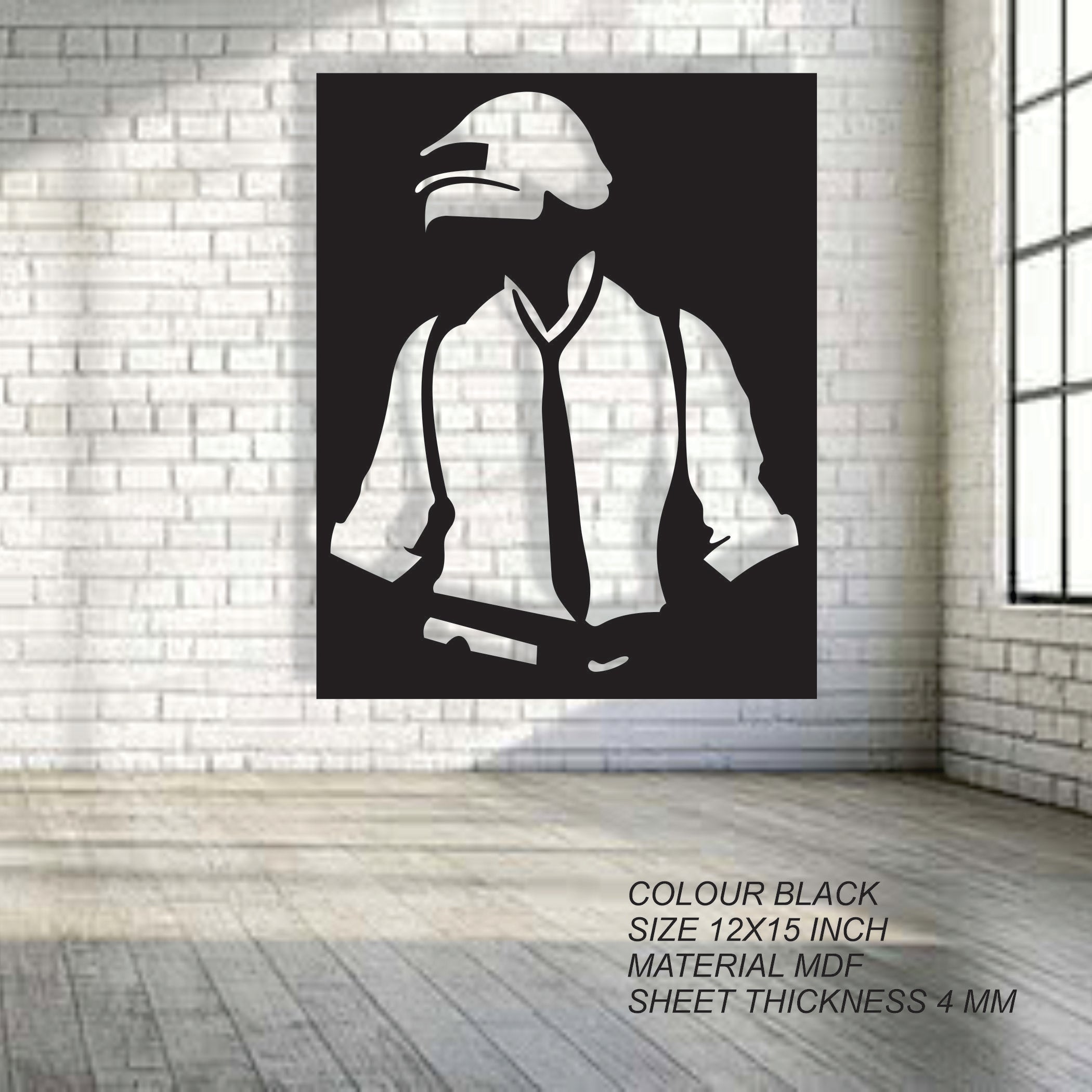 Black MDF PUBG Style Gamer Wall Décor | 12×15 Inch | 4mm Thick Wooden Wall Art for Gaming Room & Bedroom