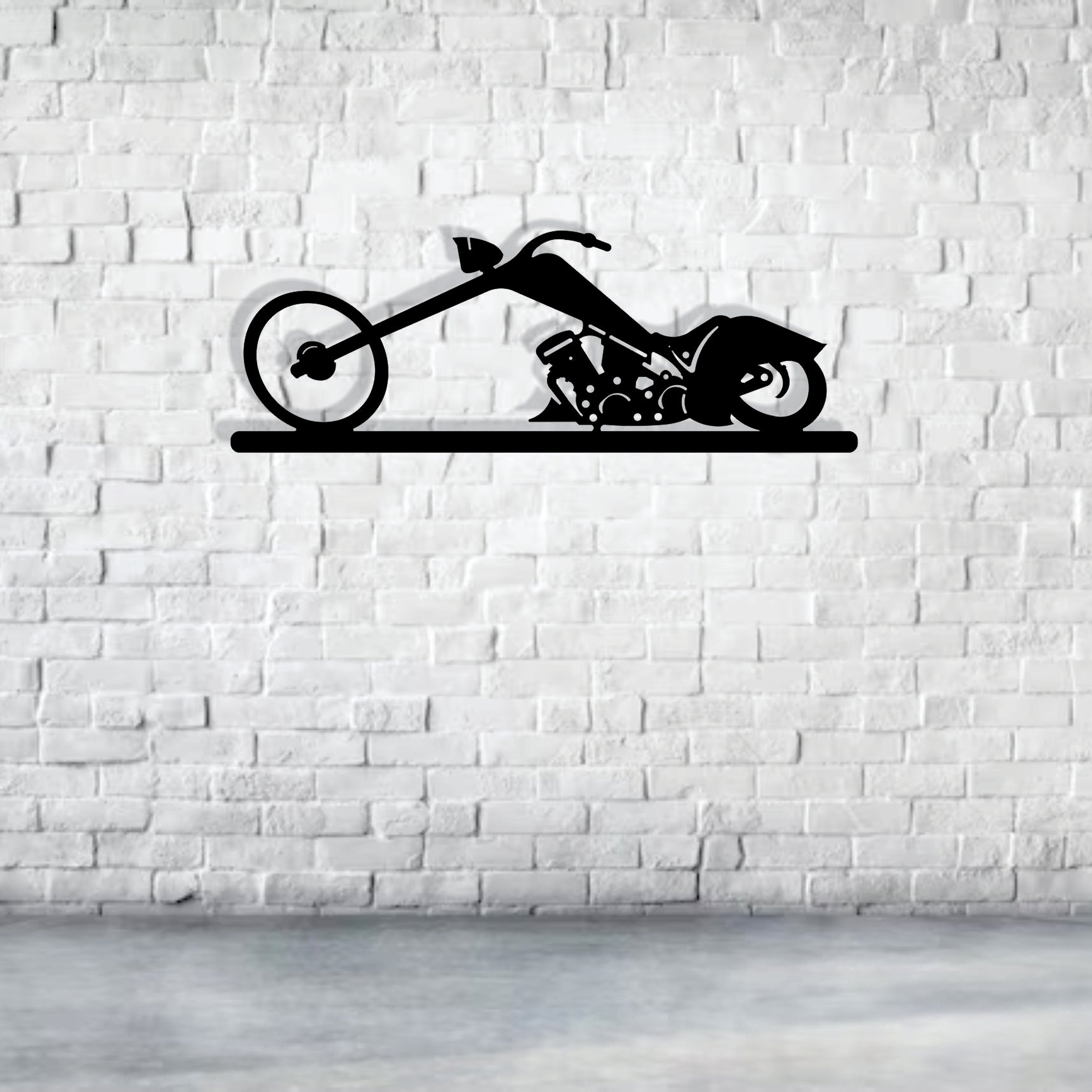 Black MDF Chopper Bike Wall Décor | 18×6 Inch | 4mm Thick Wooden Wall Art for Living Room & Bike Lovers