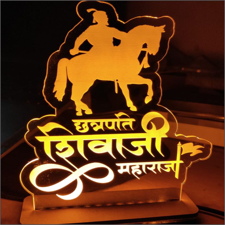 Chhatrapati Shivaji Maharaj LED Night Lamp | 3D Acrylic Shivaji Maharaj Decorative Light | Royal Home Decor Lamp