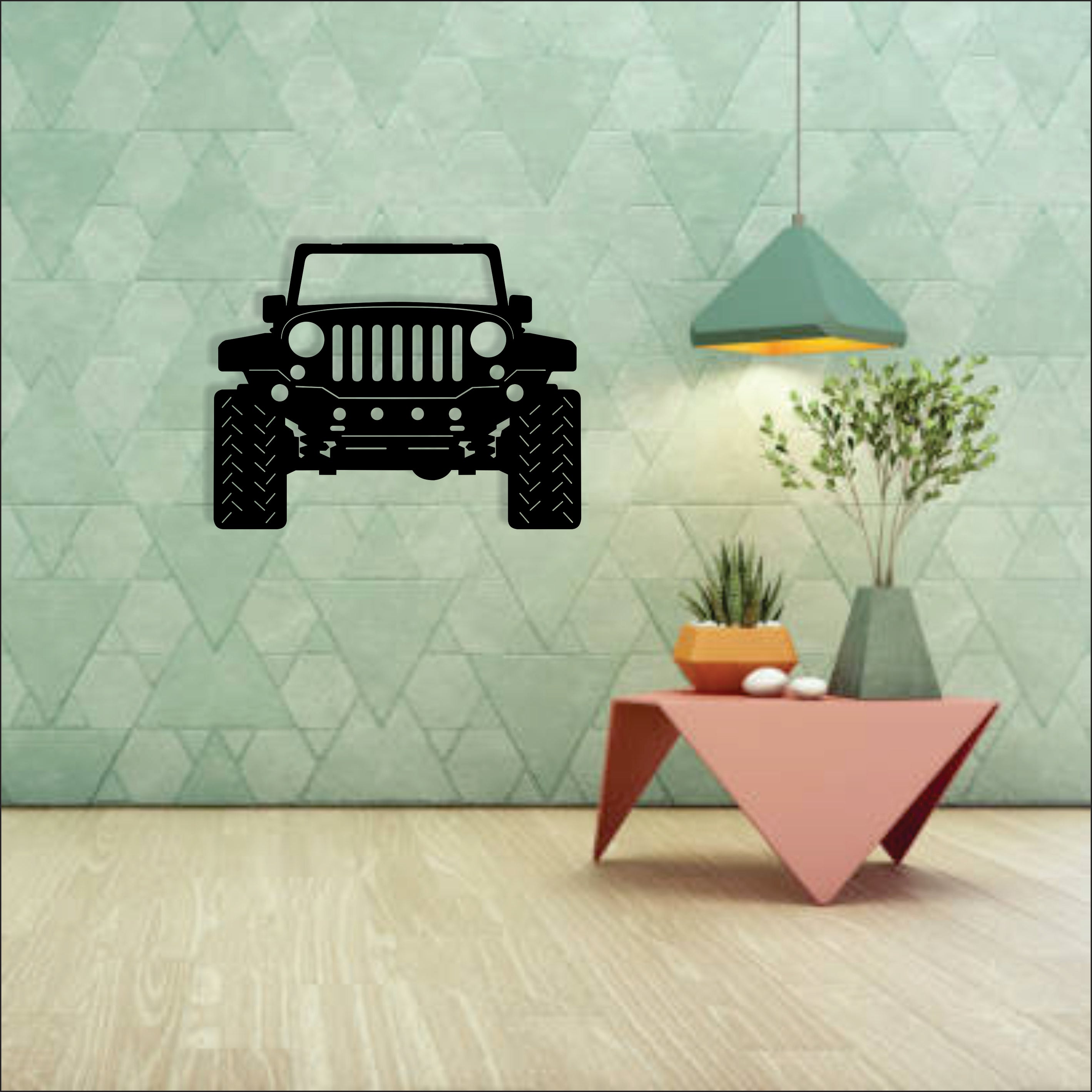Black MDF Jeep Wall Décor | 15×12 Inch | 4mm Thick Wooden Off-Road Wall Art for Living Room & Garage