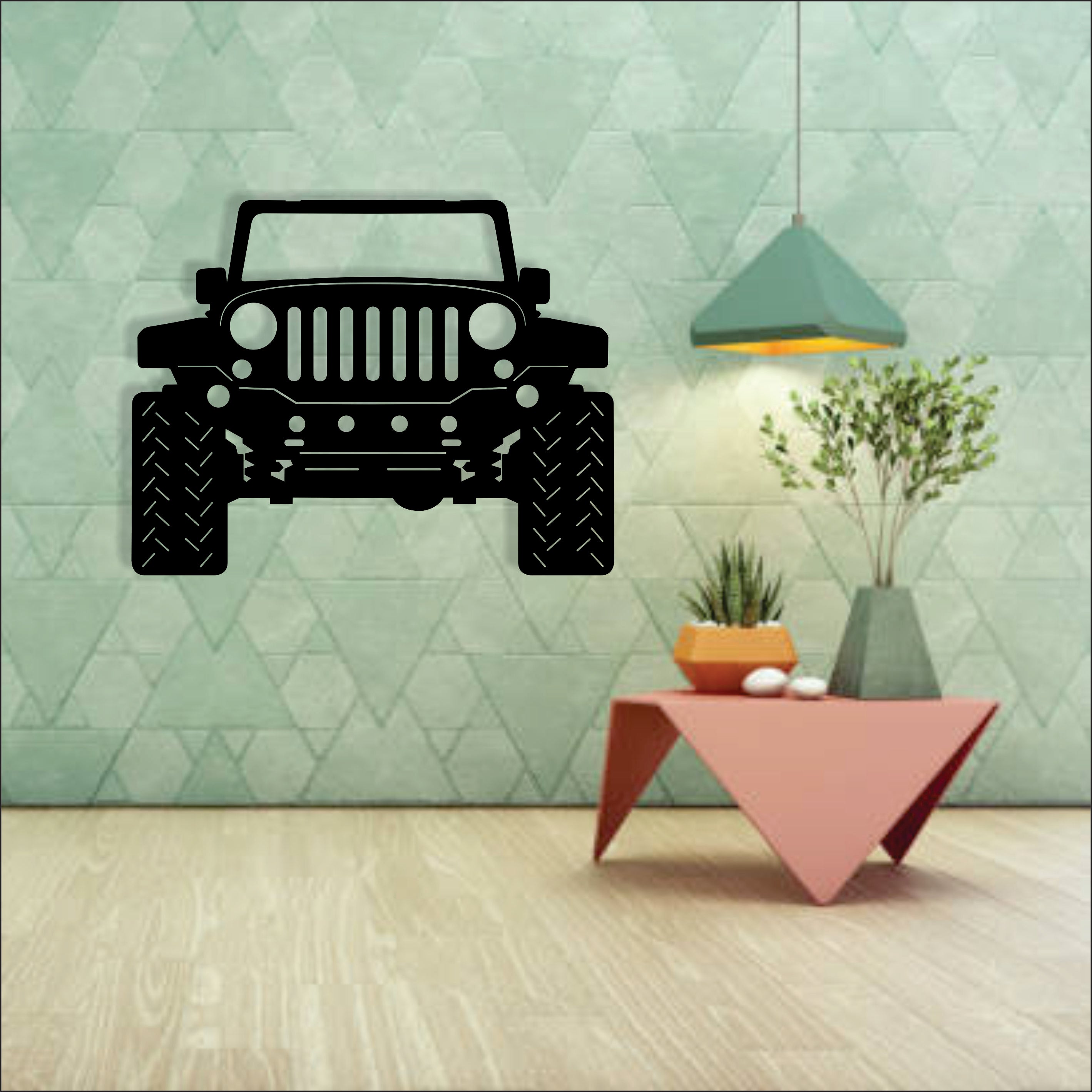 Black MDF Jeep Wall Décor | 15×12 Inch | 4mm Thick Wooden Off-Road Wall Art for Living Room & Garage